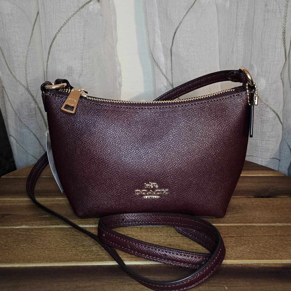 Coach Zip Top Crossbody Bag Gold/Merlot